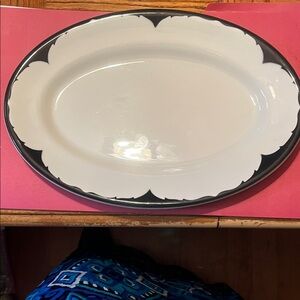 Elegant Black and White Oval Shenango Serving Platter Great replacement piece.